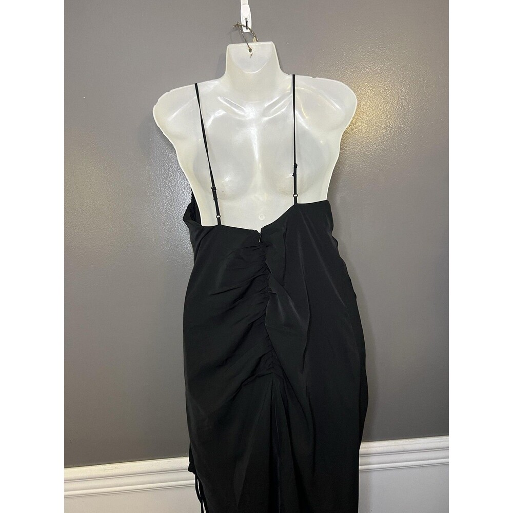 Abercrombie & Fitch Dress Womens Medium Black Satin Ruched Cowl Slip Midi Party - Picture 6 of 13